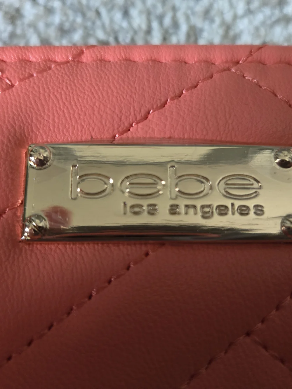 bebe Coral Wristlet With Card Holder with Gold Hardware